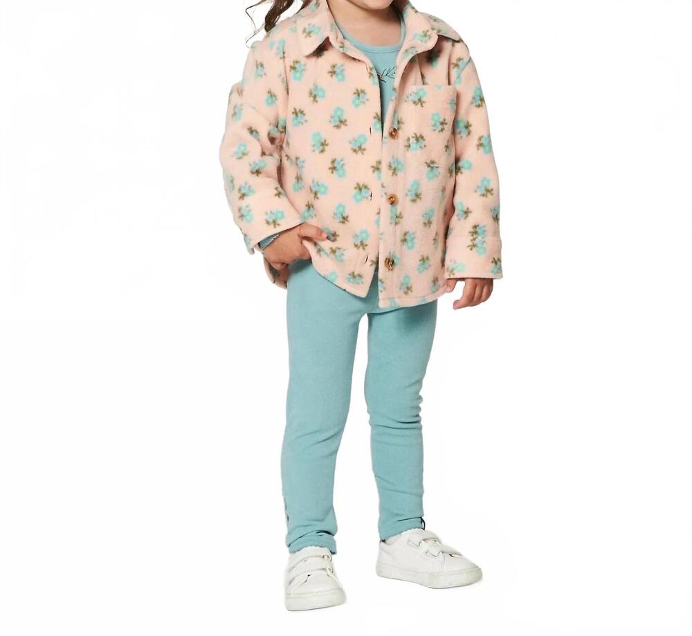 NEW DEUX PAR DEUX polar fleece shirt in peach with blue flowers